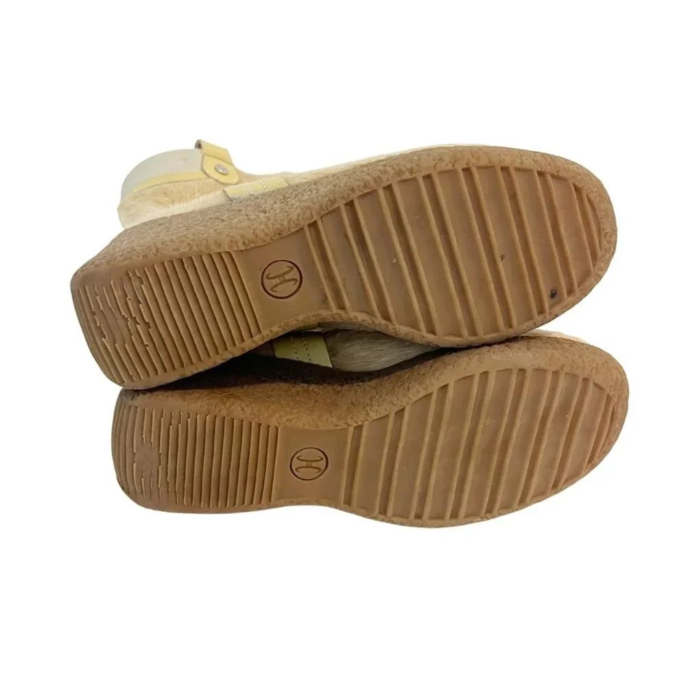 Cole Haan Cream Shearling Wedge‎ Boots Platform Cyber Y2K Bratz - Size 7.5
